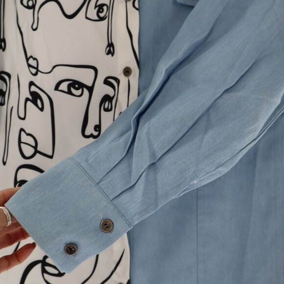 Leena Color Block Shirt Dress Womens Artsy Statement Layering Kitschy Casual NWT - Picture 8 of 11